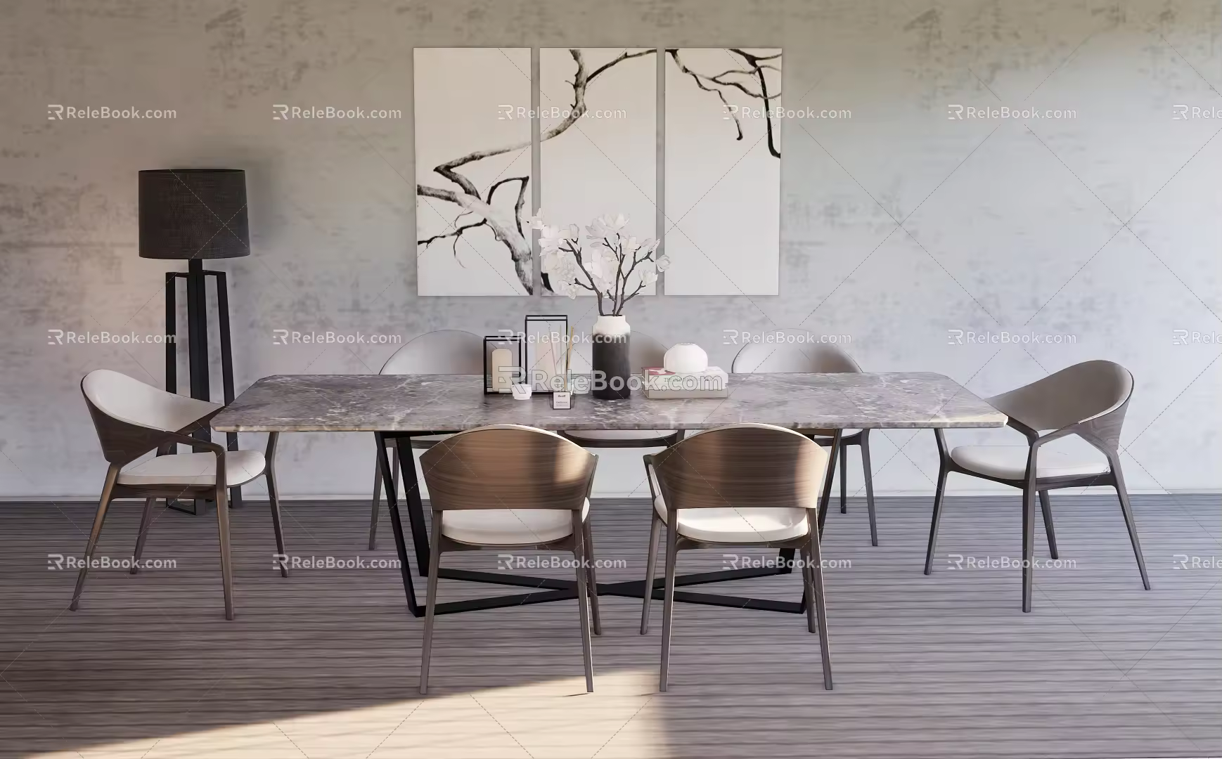 Modern Dining Table and Chair Combination Dining Table 3d model