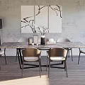 Modern Dining Table and Chair Combination Dining Table 3d model