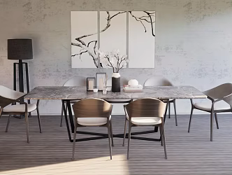 Modern Dining Table and Chair Combination Dining Table 3d model