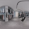 Modern Clothing Store Interior With Displayed Shirts Folded Clothes And Hanging Garments