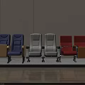 Modern Upholstered Seats In Blue Gray Red Colors With Armrests And Storage Pouch