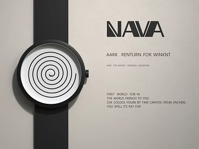 Modern Wall Clock With Black White Spiral Dial And Strap 3d model
