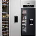 Modern Stainless Steel Wine Cabinet With Multi Layered Racks Glass Door And Lighting