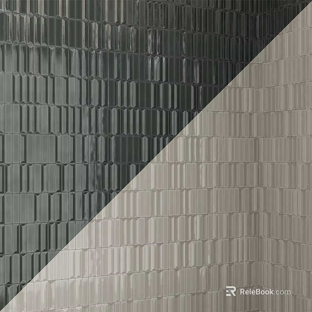 Gray And Beige Tile Wall With Long Rectangular Tiles In Contrasting Color Sections 3d model