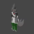 Game Movie Character Gray Rabbit Red Eyes Black Top Red R White Shorts Green Fishnet