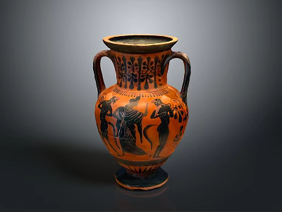 Ancient Greek Style Amphora With Sculpture Carving And Figure Patterns 3d model