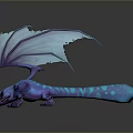 Game Movie Character Blue Purple Dragon With Detailed Wings