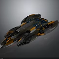 Futuristic Spaceship With Orange And Black Color Scheme For Cosmic Exploration
