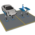 Heavy Duty Blue Industrial Vehicle Lift Platform Lifting White Porsche Car