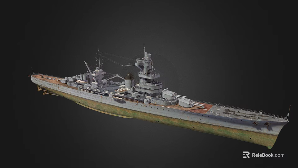 Vintage Battleship Design With Turret Guns Upper Deck And Naval Equipment 3d model 