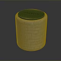 Cylindrical Container With White Brick Texture Green Lid And VANVENE On Top