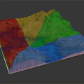 3D Garden Landscape Model With Rolling Hills Blue Water And Green Vegetation