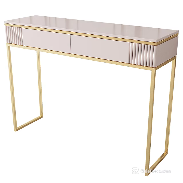 Modern Minimalist Side Table With Gold Metal Frame And White Tabletop 3d model 