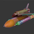Space Shuttle Mounted on Orange Rocket Booster for Space Exploration Mission 3d model