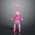 Cute Pink Rabbit Game Character With Big Ears Wearing Stylish Dress And Pink Boots