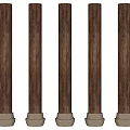 Five Tall Dark Brown Wooden Columns With Smooth Surface And Sturdy Base