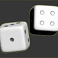 Two White Dice With Black Dots On Smooth Surface And Reflections