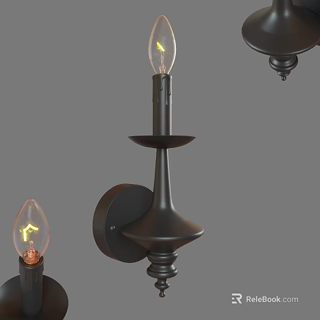 Black Metal Wall Sconce With Exposed Filament Bulb And Modern Minimalist Design 3d model 