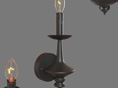 Black Metal Wall Sconce With Exposed Filament Bulb And Modern Minimalist Design 3d model