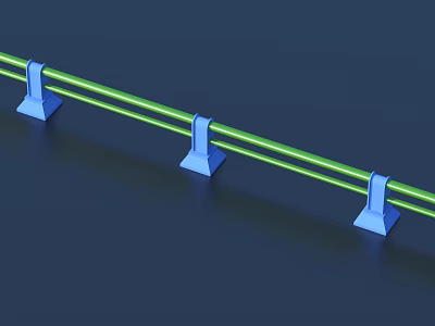 Modern Railing With Blue Support Posts And Green Horizontal Bars For Safety Design 3d model