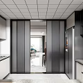 Modern Kitchen Interior Design With Large Windows City View Cabinets Countertop And Oven