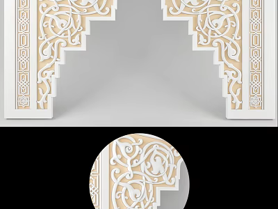 Ornate Archway Design With Intricate Carvings Cream And White Patterns For Interior Decor 3d model