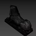Detailed Ancient Stone Sphinx Sculpture Lying On Base With Weathered Texture 3d model