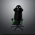 Black And Green Gaming Chair With Mesh Design Logo On Backrest Black Base And Wheels