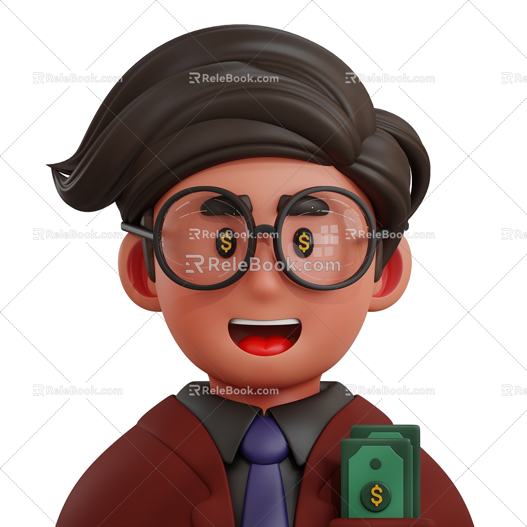 Man Trader Banker Cartoon Man Cartoon Character Anime Man Rich Man 3d model