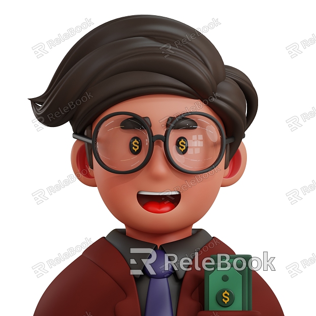 Man Trader Banker Cartoon Man Cartoon Character Anime Man Rich Man model