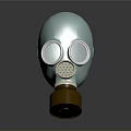 Blue Tactical Gas Mask Weapon With White Circular Lenses And Brown Filter