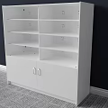 Functional White Storage Cabinet With Multiple Shelves And Bottom Doors 3d model