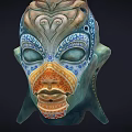 Artistic Decorative Mask Featuring Intricate Patterns Heart Shaped Design And Colorful Details