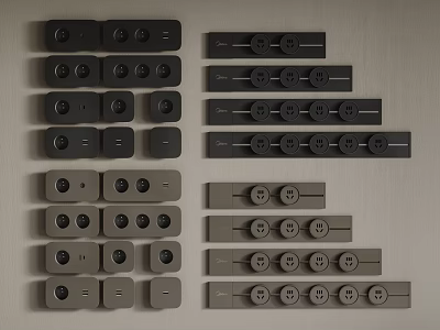 Variety Of Modern Switch Panels With Different Styles And Colors 3d model
