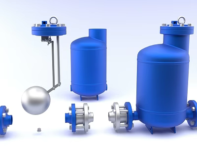 Durable Blue Industrial Equipment With Cylindrical Tanks Spherical Components And Valves 3d model