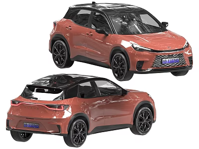 Red Compact SUV With Modern Exterior Design Black Alloy Wheels And Roof Rails 3d model