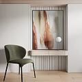 Stylish Room Corner With Green Velvet Chair Abstract Painting Console Table And Spherical Lamp