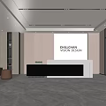 Modern Reception Area Interior Design With Reception Desk Logo Wall And Marble Floor 3d model