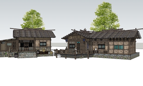 New Chinese Style Thatched House 3d model