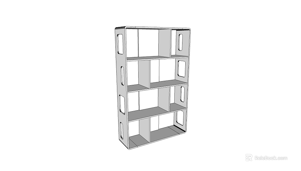 Modern Open Bookshelf With Multi Tiered Compartments And Stylish Sleek Design 3d model 