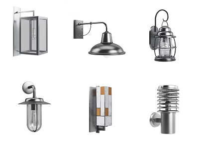 Different Designs of Wall Lamps with Metal and Glass Finishes in Modern and Industrial Styles 3d model