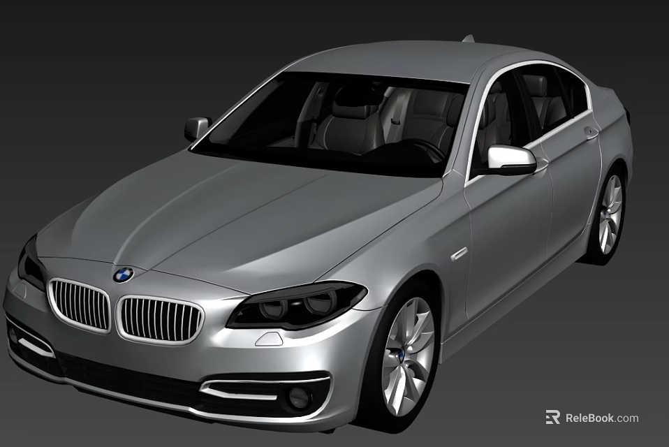 BMW Silver Luxury Sedan Featuring Modern Sleek Body And Chrome Grille Design 3d model 