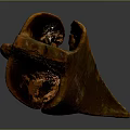 Ancient Rusted Copper Artifact With Irregular Shape And Grooved Surface 3d model