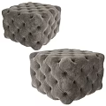 Two Velvet Tufted Button Detail Ottomans For Modern Living Room Furniture