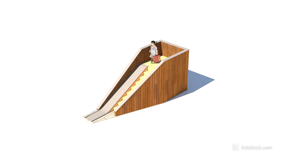 Safe And Durable Wooden Slide Play Equipment With Staircase For Outdoor Kids 3d model 
