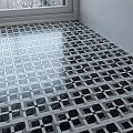 Black And White Geometric Pattern Floor Tiles With Marble Texture And Grid Design 3d model
