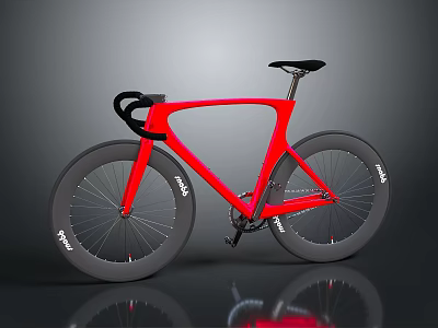 Red Modern Bicycle With Sleek Frame Black Wheels And Curved Handlebars 3d model