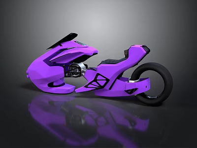Purple Futuristic Motorcycle Concept With Sleek Body And Black Wheels 3d model