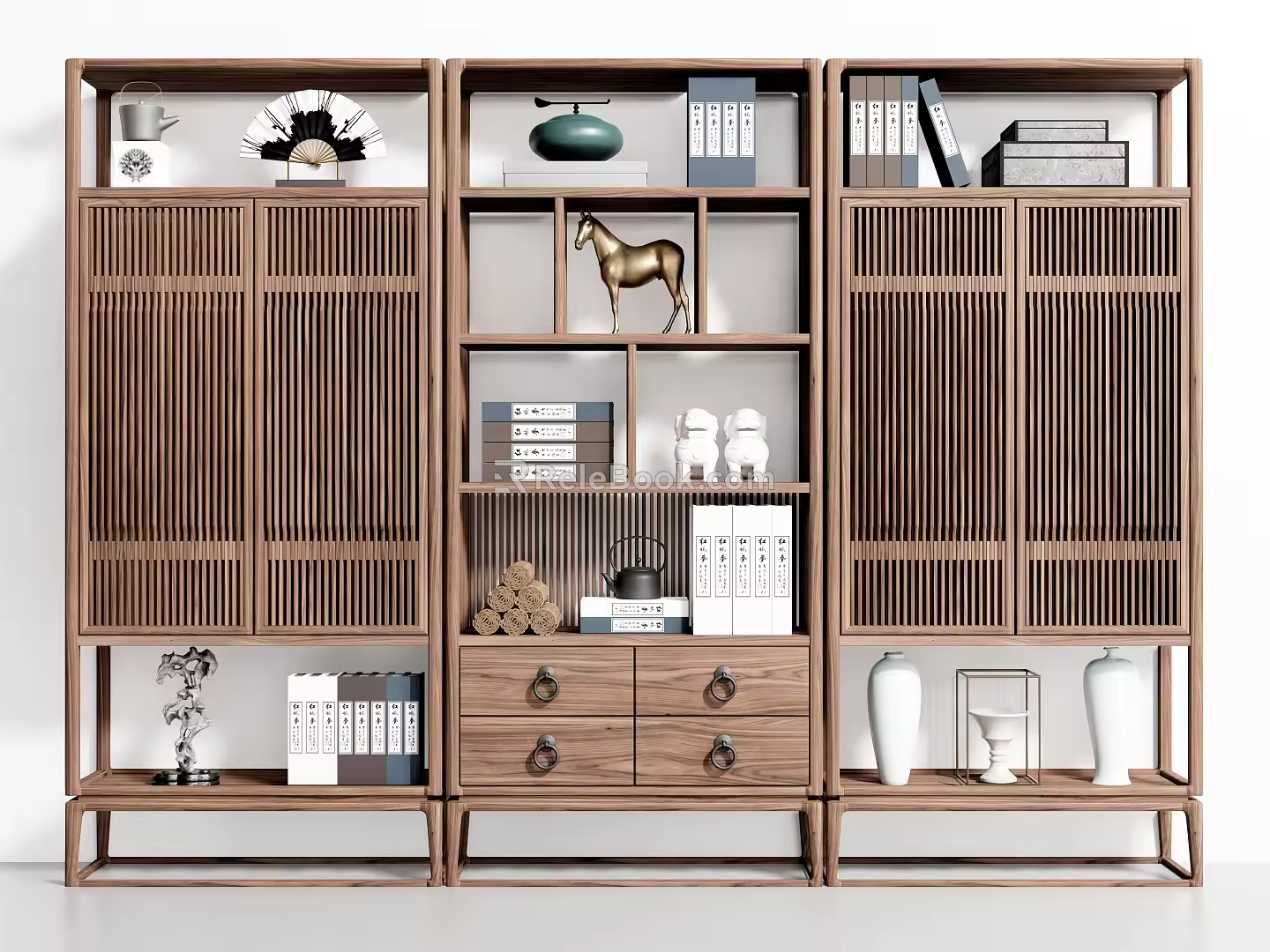 New Chinese-style Antique Shelf Bookcase Storage Cabinet Book Ornaments 3d model