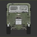 Green Military Truck With Canvas Covered Cargo Bed And Six Wheel Structure